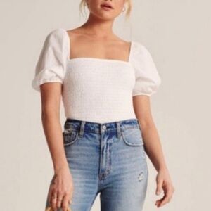 Abercrombie and fitch White Smocked Top